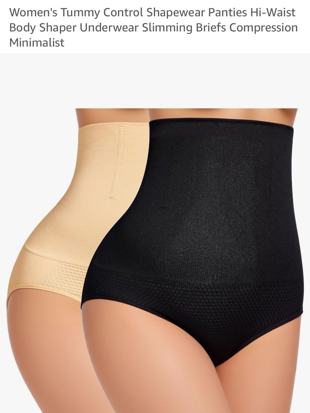 High-Waist Tummy Control Shapewear Briefs - Black & Beige